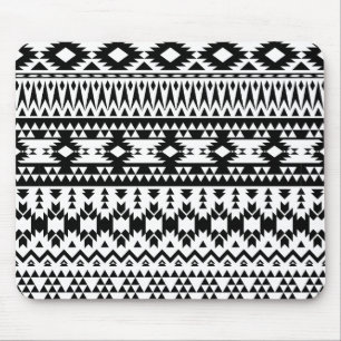Mousepad Padrão geométrico do vetor Aztec preto e branco
