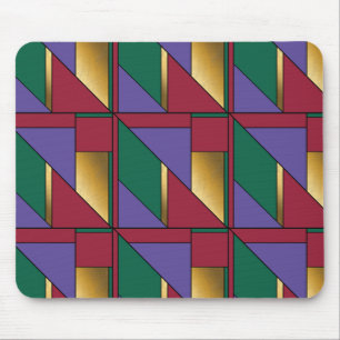 Mousepad Padrão Geométrico Dourado Vermelho Verde Roxo