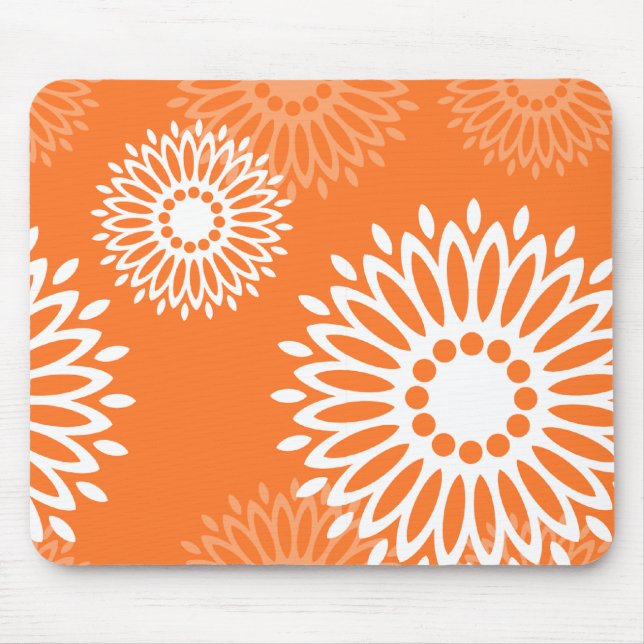 Mousepad Padrão Geométrico Floral do Mandala Laranja Minima (Frente)