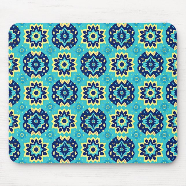 Mousepad Padrão Geométrico Floral Vibrante Boho Chic (Frente)