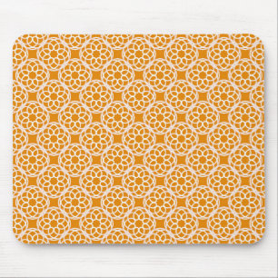 Mousepad Padrão Geométrico Laranja Branco Sem Costura