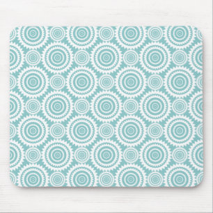 Mousepad Padrão Geométrico Pastel Turquesa e Branco