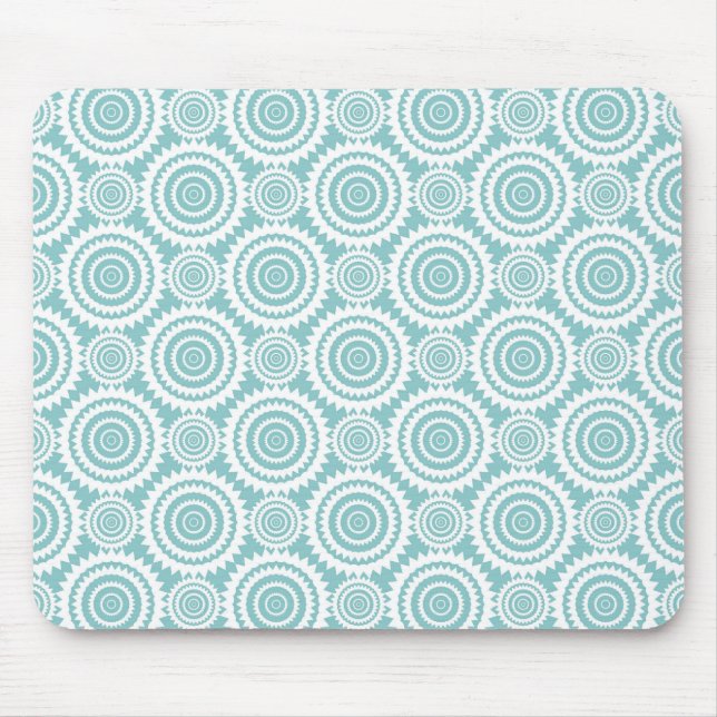 Mousepad Padrão Geométrico Pastel Turquesa e Branco (Frente)