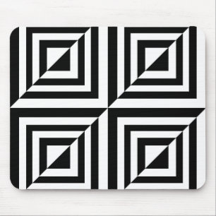 Mousepad Padrão geométrico preto e branco
