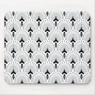 Mousepad Padrão geométrico preto-e-branco do deco-art
