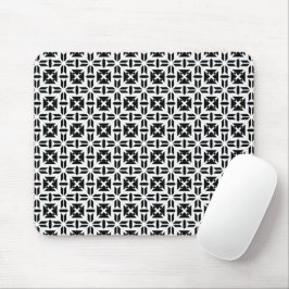 Mousepad Padrão Geométrico Preto e Branco Elegante