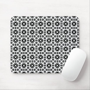 Mousepad Padrão Geométrico Preto e Branco Elegante