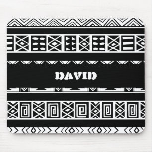 Mousepad Padrão Geométrico Preto E Branco Tribal
