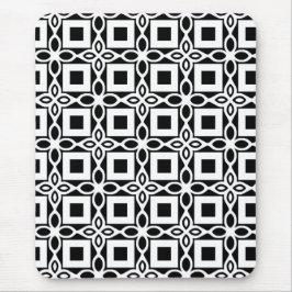 Mousepad Padrão geométrico repetitivo em preto e branco