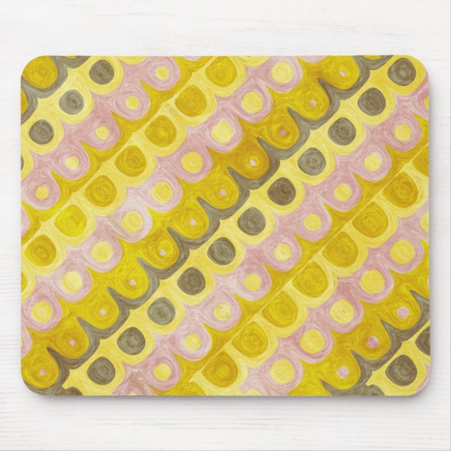 Mousepad Padrão Geométrico Retro em Amarelo e Rosa (Frente)