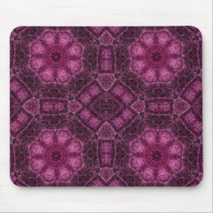 Mousepad Padrão Geométrico Rosa com Floral Mandala Glow