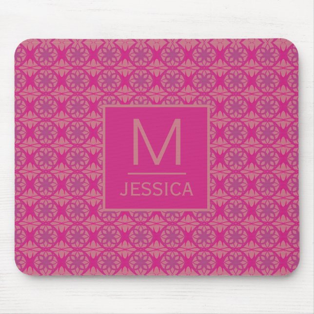 Mousepad Padrão Geométrico Rosa Roxo Ornamentado Personaliz (Frente)