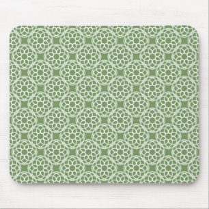 Mousepad Padrão Geométrico Sem Costura Verde Sage Branco