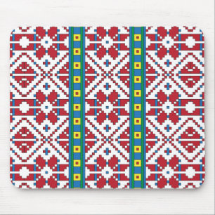 Mousepad Padrão geométrico tribal vermelho, azul e estrel