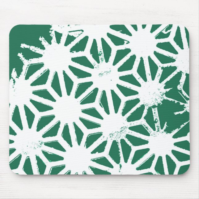 Mousepad Padrão geométrico verde-sábado e branco (Frente)