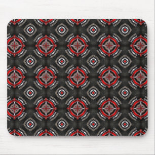 Mousepad Padrão Geométrico Vermelho e Preto