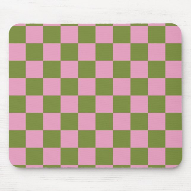 Mousepad Padrão Gingham Verdejado Rosa (Frente)