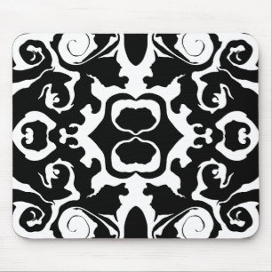 Mousepad Padrão giratório em preto e branco