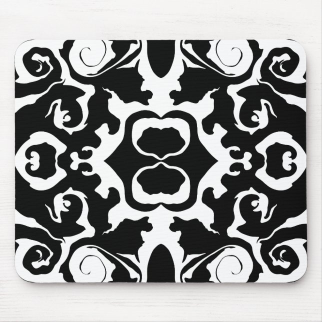 Mousepad Padrão giratório em preto e branco (Frente)