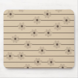 Mousepad Padrão Horizontal Stripe Castanho Khaki Flor Y2K