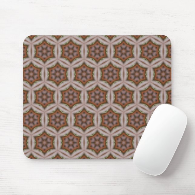Mousepad Padrão Intrincado de Estrela Geométrica em Tons Te (Com mouse)