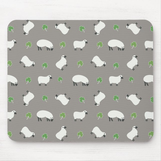 Mousepad Padrão Irlandês de Shamrock and Sheep (Frente)