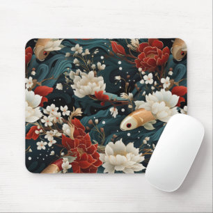 Mousepad Padrão Japonês de Peixes Koi Insoltos
