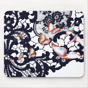MOUSEPAD PADRÃO LACE DE ANTÍQUIO NEGRO PADRÃO DE MOUSE D