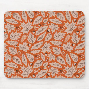 Mousepad Padrão Laranja Fall Folhas & Acorns