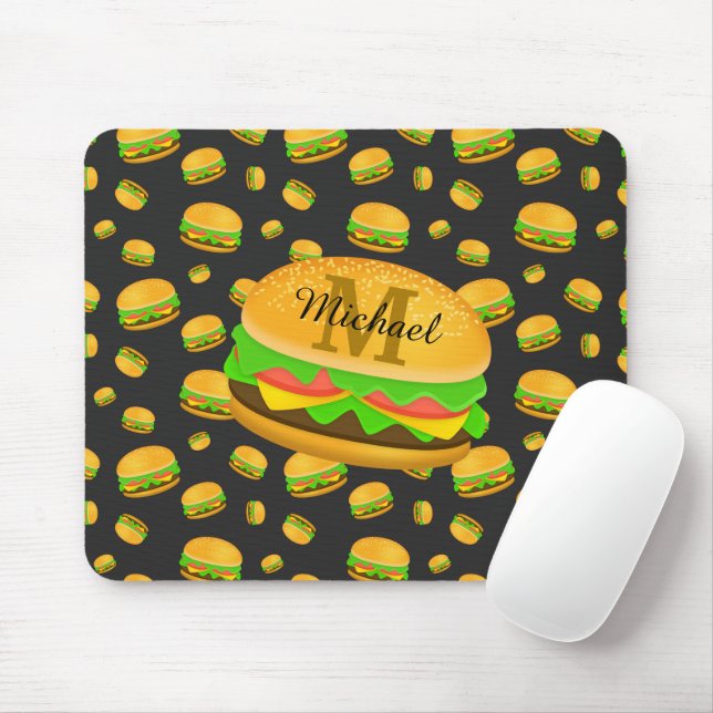 Mousepad Padrão legal e divertido de hambúrguer yumger Mono (Com mouse)