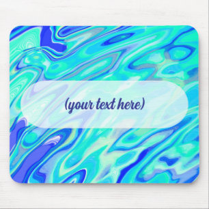 Mousepad Padrão Líquido de Abstrato de Textura Azul Aqua