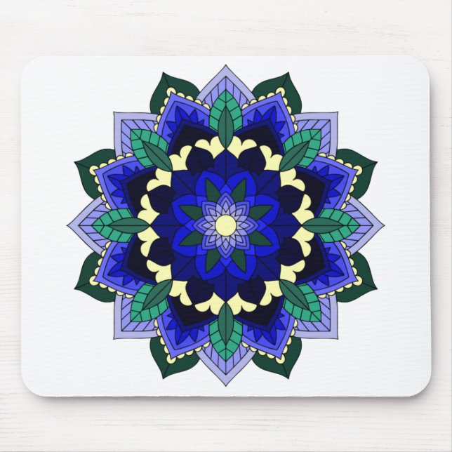 Mousepad Padrão Mandala 02 em azul escuro (Frente)