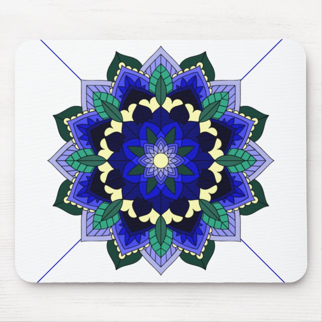 Mousepad Padrão Mandala 02 no mouse azul escuro (Frente)
