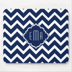 Mousepad Padrão marinho Azul e Branco Chevron Zigzag