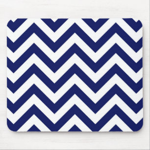 Mousepad Padrão marinho Azul e Branco Grande Chevron ZigZa
