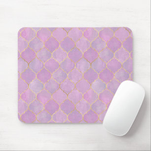 Mousepad Padrão Marroquino Rosa Bege Dourado