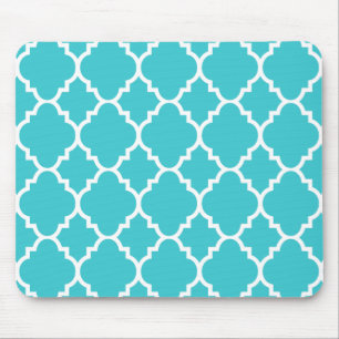 Mousepad Padrão marroquino Turquesa Azul Quatrefoil