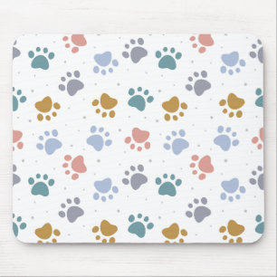 Mousepad Padrão Minimalista de Impressões de Patas Pastel
