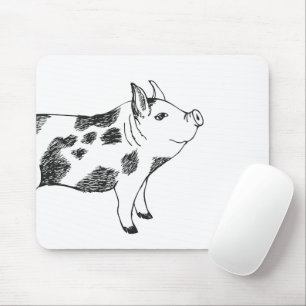 Mousepad Padrão Minimalista de Linha de Porco Cottagecore V