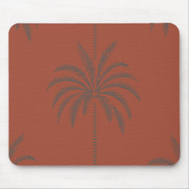 Mousepad Padrão Mínimo de Palmeira Tropical em Terracota 