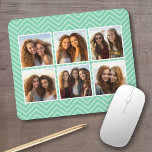 Mousepad Padrão Mint Chevron com Colagem de Fotos Trendy 6<br><div class="desc">Use imagens de conta Instagram ou outros aplicativos populares de compartilhamento com seis fotos quadradas para criar um presente exclusivo e pessoal. Ou você pode ficar com o filhote hipster e fazer uma moda. Se precisar ajustar as fotos,  clique na ferramenta personalizar para fazer alterações.</div>