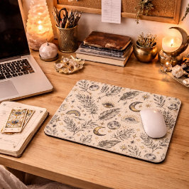 Mousepad Padrão Místico Celestial de Lua e Estrelas