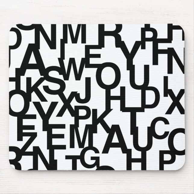 Mousepad Padrão moderno, abstrato, confuso com letras (Frente)