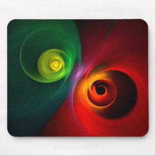 Mousepad Padrão Moderno de Abstrato de Arte Yin Yang Verde