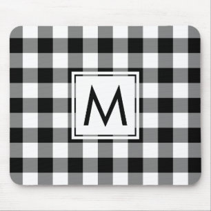 Mousepad Padrão Moderno de Gingham Preto e Branco