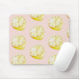 Mousepad Padrão moderno de limões cor-de-rosa e amarelo