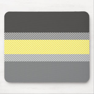 Mousepad Padrão Moderno de Listras Geométricas Amarelas e C