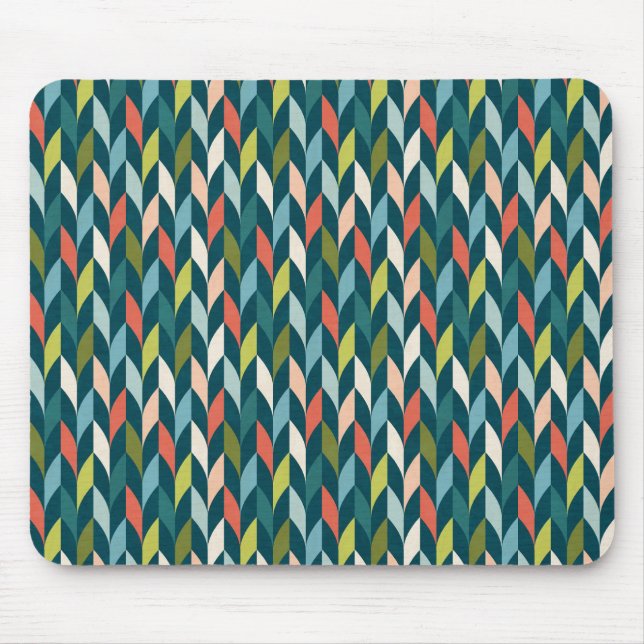 Mousepad Padrão Moderno de Teal e Coral do Século Médio (Frente)