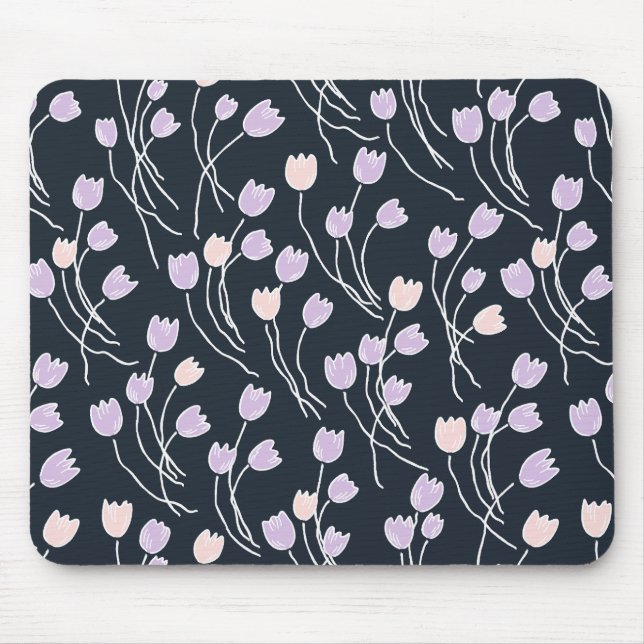 Mousepad Padrão Moderno de Tulipas Desenhandas | Jardim da  (Frente)