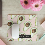 Mousepad Padrão Moderno Rosa E Verde Avocado Com Nome<br><div class="desc">Padrão Moderno Rosa E Verde Avocado Com Nome</div>